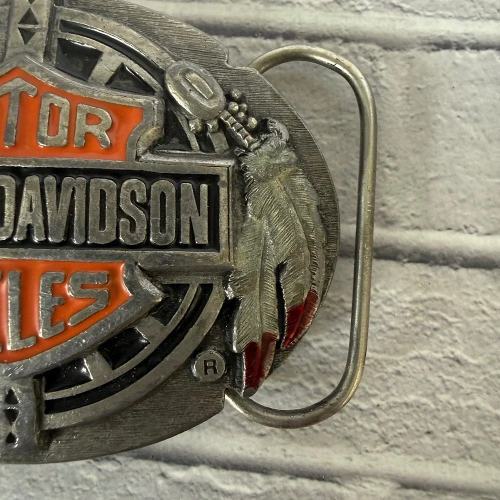 Vtg 1992 Harley Davidson Belt Buckle Dreamcatcher Eagle Feathers Pewter U-88 USA